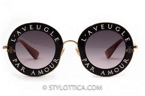 gucci l'aveugle par amour sunglasses black|Gucci GG0113S 001 44 Sunglasses .